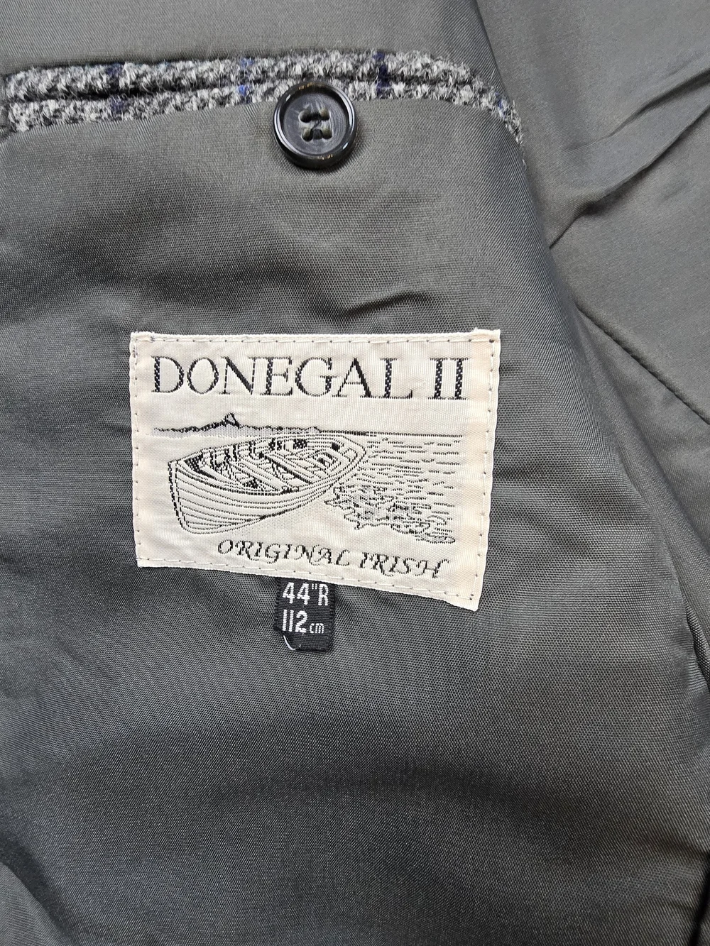 Donegal II Irish Pure New Wool Blazer 44R Gray Blue Windowpane Sport Coat